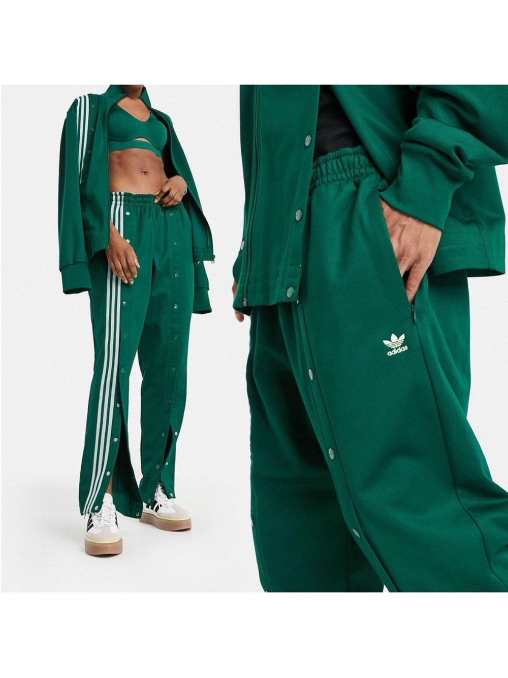 Adidas Ivy Park green 3-stripe track pants